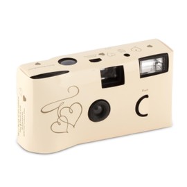 Weddingstar Disposable Camera with Flash - Single Use 35mm Film Camera for Wedding or Party Favors - Gold Enchanted Hearts