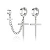 Unisex Gothic Silver Stainless Steel Non Pierced Asymmetrical Cross Dangle