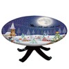 Elastic Edged Polyester Fitted Table Cover,Winter Season Snowman Xmas Tree