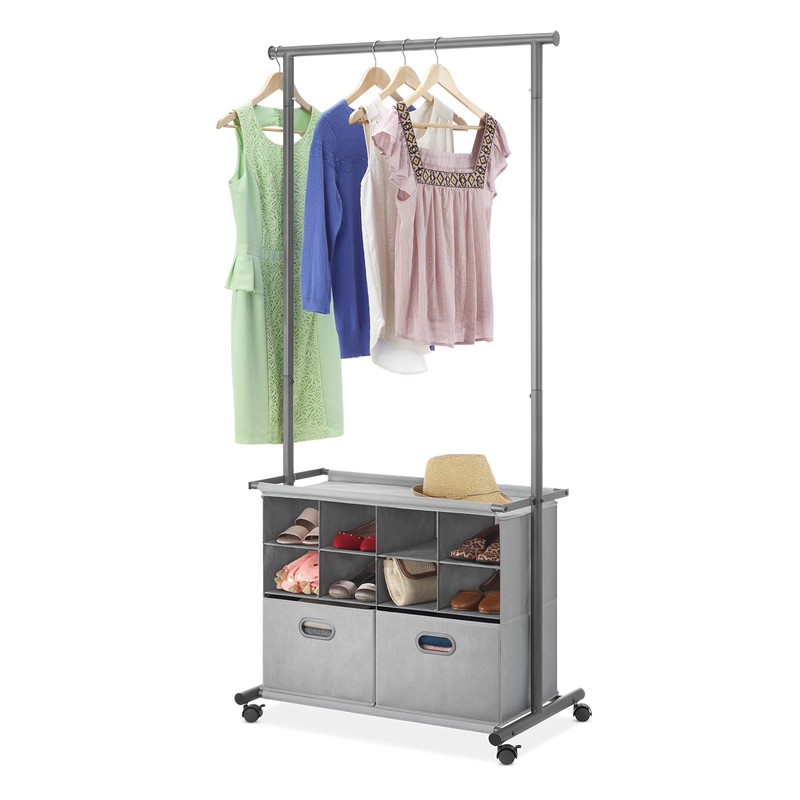 Whitmor Rolling Closet Organizer with Shelves & Drawers - Grey