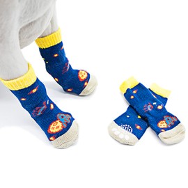 Udebohe Dog Socks for Small Medium Large Dogs (4 PCs), Soft Breathable Cute Anti-Slip Dog Paw Protector, High-Stretch Knitted Pet Socks, Traction Control for Indoor Hardwood Floor Wear