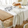 Mantel rectangular impermeable con borlas, mantel de algodón de cáñamo