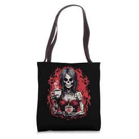 Woman Skeleton Gothic Aesthetic Nocturnal Reaper Dark Art Tote Bag