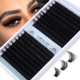 Fluffy Cluster Lashes 120D+150D Individual Eyelashes Long 14-20mm Thick Lash Clusters D Curl Cat Eye Lashes Individual Cluster 256pcs Eyelash Clusters Volume Eyelashes Lash Extension DIY by CORUSCATE