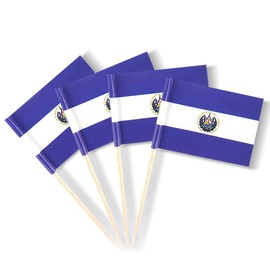 Salvador Flag Salvadoran Small Toothpick Flag Decor Mini Cupcake Toppers Cocktail Food Flags Decorations (100 pcs)