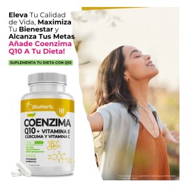 Coenzima Q10 + Vitamina E, C Y Curcuma - 180 Capsulas Sin Sabor