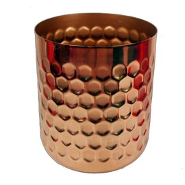Leaf Honeycomb Metal Planter, Mixed Materials, Copper, 18cm