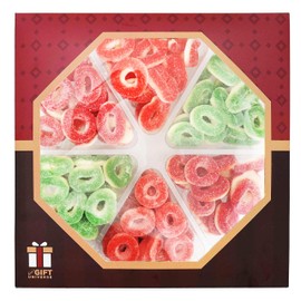 Sarah's Candy Factory Gummy Rings with Assorted Fruit Flavored Strawberry, Apple, Watermelon Rings and Cherry Rings Variety Pack of Candies, in Tray, 1.3 Lbs