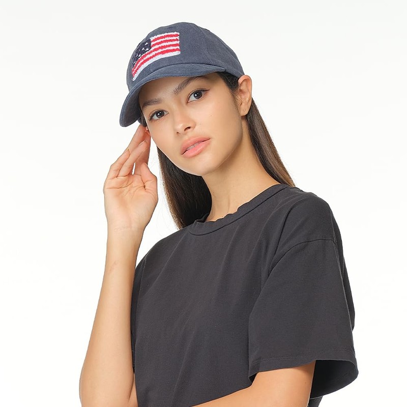 C.C American Flag Patch Baseball Cap (Navy)