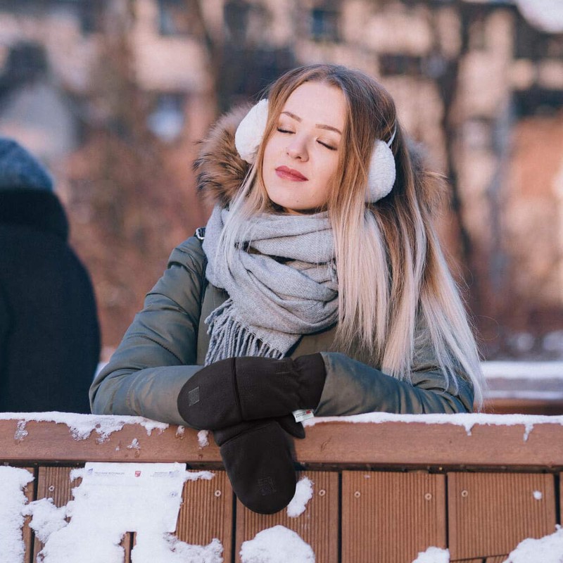 OZERO Winter Fingerless Gloves: Flip Top Convertible Mittens Thermal Windproof