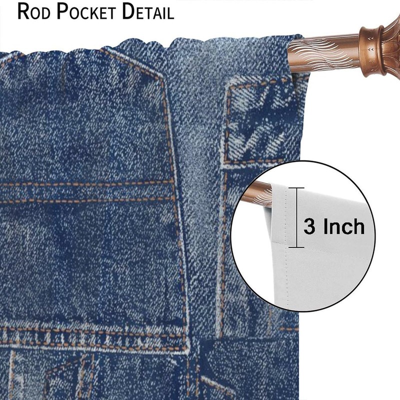 ZhiRain Jeans Pocket Fashion Background Curtains Denim Blue Indigo Grunge