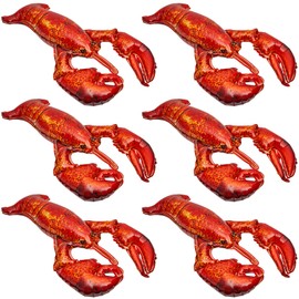 6 Pieces Lobster Balloons Crawfish Balloons Simulation Sea Animal Balloons Giant Lobster Aluminum Foil Balloons for Kids' Birthday Party Baby Shower Home Office Party Favors Supplies (Realistic)