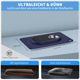 [Pack of 2] Card Holder for Galaxy SmartTag2, MOWYEOK Soft TPU Ultra Thin Card Holder, with Keyring, Suitable for Wallets, Handbags, Backpacks (Black + Blue)