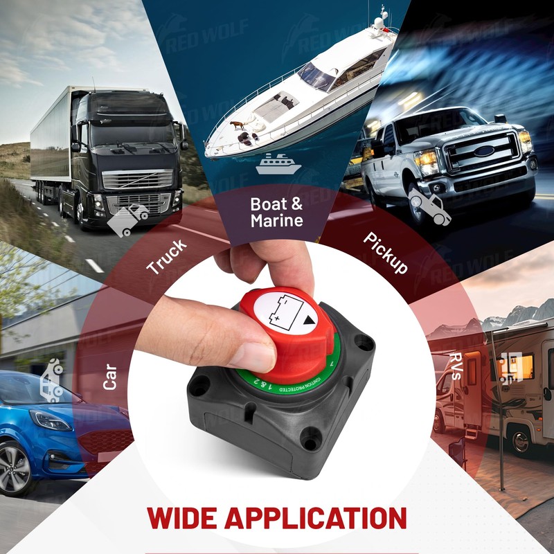 RED WOLF RED WOLF 1-2-Both-Off Battery Switch DC 12V-48V 200A,