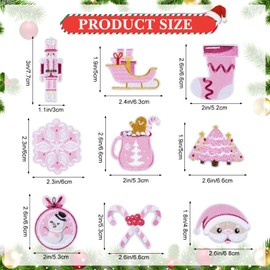 9 Pink Christmas Iron Patches Cute Nutcracker Santa Claus Sewing Embroidery Sticker Merry Christmas DIY Craft Clothing Backpack Hat Gifts