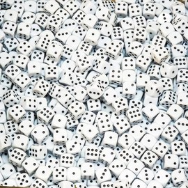 Waldfelsen® High Quality 16 mm Dice in 15 Colours Eye Cube Game Cube Set (20 Pieces, White)