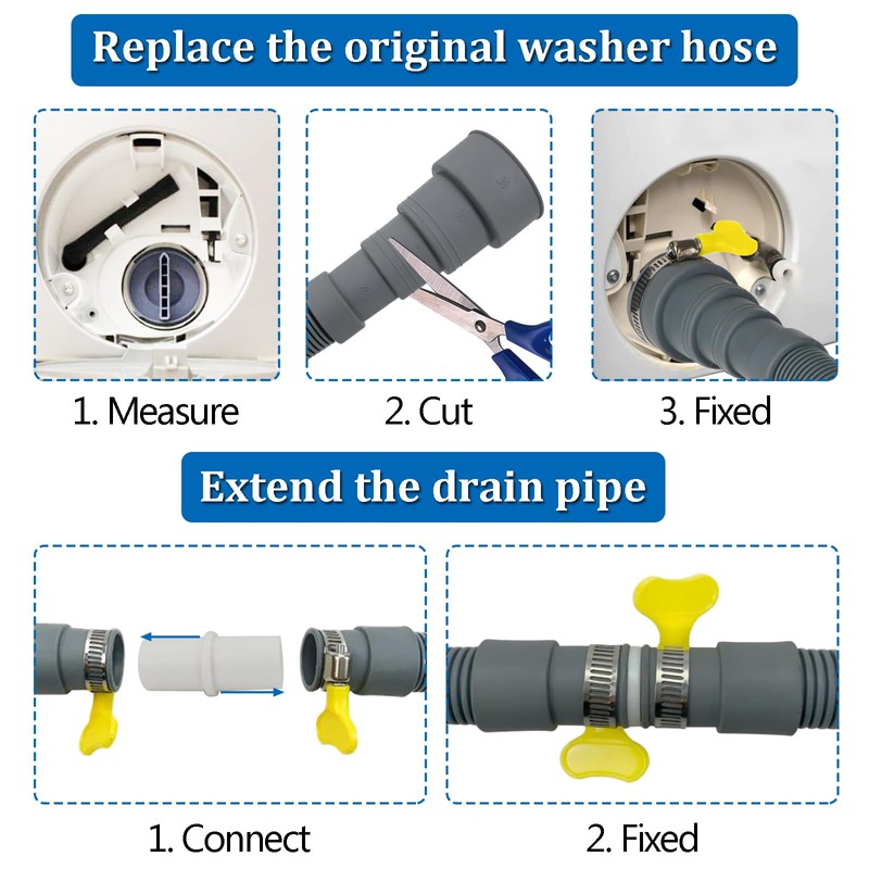 AcbbMNS 6.56 Feet (2M) Washing Machine Drain Hose Extension Kit,