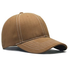 Nanairokan Large Size Cap, Hat, 23.6 - 25.6 inches (60 - 65 cm), Deep Stitching, Plain, Simple, 100% Cotton, All Year, Unisex, Braun