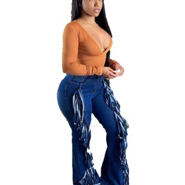 Bell Bottom Jeans for Women Ripped High Waisted Classic Flared Pants (XXX-Large,Dark Blue2536)