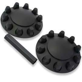 Front Wheel Covers 33mm Hub Axle Semi Truck ABS Plastic Satin Black 1 Pair