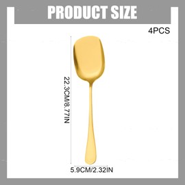 4 Pcs Stainless Steel Serving Spoon Classic Serving Table Spoons Cooking Kitchen Spoon Buffet Serving Spoon Kitchen Tool for Restaurant Banquet (Gold)