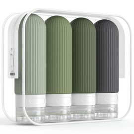 ME.FAN Travel Bottles for Toiletries, TSA Approved 3oz Silicone Travel Size Containers/Portable Split Bottle, Travel Accessories for Conditioner, Shampoo, Lotion - 4 Pack Desert Sage