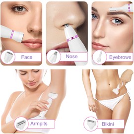 Electric Bikini Trimmer and Shaver for Women - 4 in 1 Waterproof Electric Razor- Rechargeable Pubic Hair Trimmer and Facial Hair Remover for Legs, Body, Underarm, Face, Eyebrow