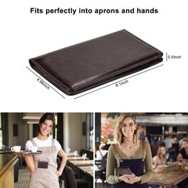 EcoVision Server Book for Waitress/Waiter Book, Premium Pu Leather Waitress Book with Money Zipper Pocket, Fits in Server Apron and Holds Receipts, Pocket Money, and Guest Check for Restaurants (Coffee)