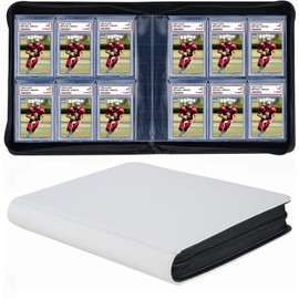 60 Pockets Graded Card Binder, Toploading PSA Slab Holder Album, PU Leather Graded Card Storage Binder, Premium 6 Pocket PSA Card Binder Album with Sleeves (White)