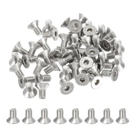 PATIKIL #10-32 x 3/8 Inch Flat Head Socket Cap Screws, 50 Pack 304 Stainless Steel Flat Countersunk Bolts Hex Socket Drive Machine Screws Full Thread Coarse Thread UNF Grade 6.8