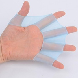 Swimming Training Finger Webbed Gloves (2-Pack) - Swim Accessories & Practice Tool Aqua M 2ea