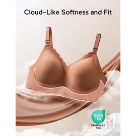 Lupantte Nursing Bras for Breastfeeding Comfort Maternity Bras for Pregnancy Seamless Bralettes with Extra Extender Caramel