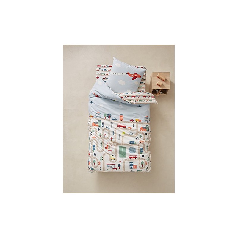 Vertbaudet Children's Bed Linen Set City Beige Printed 140 x
