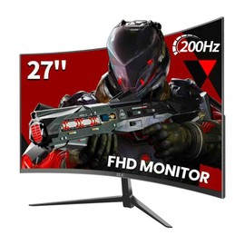 ZZA 27 Inch Curved Gaming Monitor 200Hz|180Hz /144HZ 1ms FHD 1080P Computer Monitor FreeSync|1500R|130% sRGB|HDR|Low Blue Light|HDMI DP Ports|VESA Mount|Metal Stand