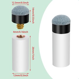 GAIVEK 10 Sets Soft Billiard Cues Tips Replacement with White Pool Cue Stick Ferrules, Screw On Pool Cue Tips Pool Stick Tips Replacement Parts Stick Repair Tool Set, 12mm (Grey)