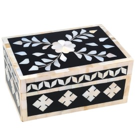 collectiblesBuy Handcrafted Bone Inlay Decorative Box Floral Design Multipurpose Storage Keepsake Box