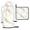 HSYOYO White Gold Marble Oven Mitts and Pot Holders Sets