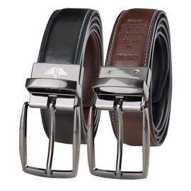 DOCKERS Men's Two-in-one Reversible Rotative Buckle Everyday Casual Dress Belt (Regular and Big & Tall Sizing), Black/Tan, Large (38-40)