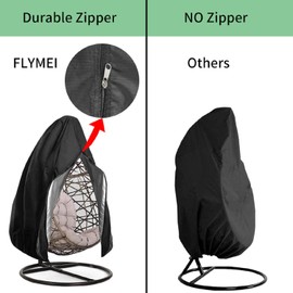 Patio Egg Chair Covers with Zipper, Large Wicker Egg Swing Chair Covers,Oxford fabric Heavy Duty Weather Resisatnt Outdoor Chair Cover, Windproof Hanging Chair Cover
