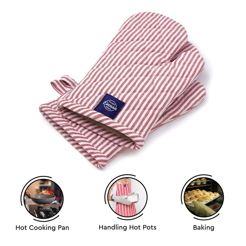Encasa Homes Long 12"x7" Oven Microwave Hand Gloves Mitts (2