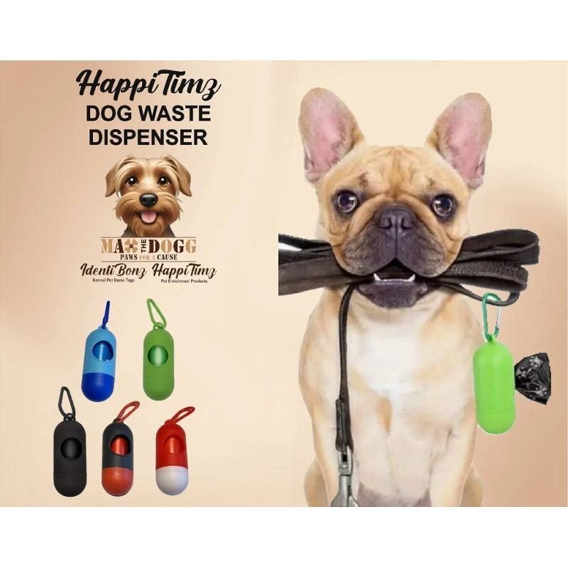 HappiTimz Dog Poop Bag Dispenser - With Bags - Red