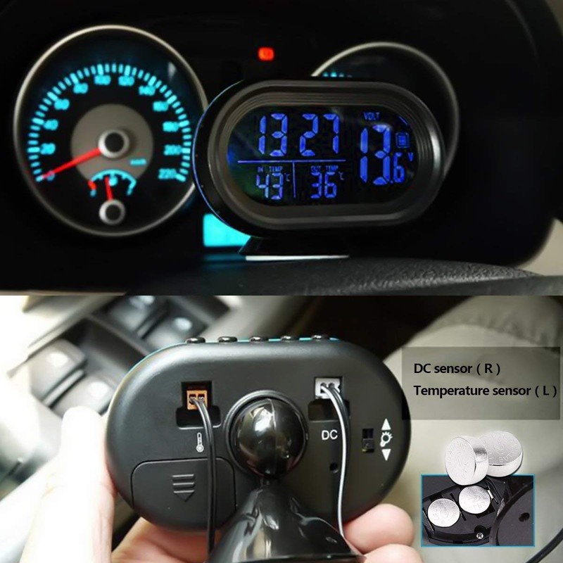 MASO 12-24V Multifunction LCD Electronic Car Thermometer Temperature Alarm Clock