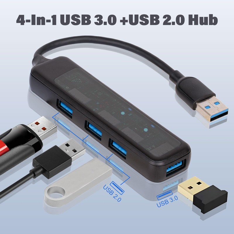 XuanGui 4 puertos USB/USB C Hub, adaptador multipuerto USB C