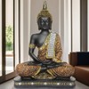 Global Grabbers Sitting Buddha Idol Statue Showpiece Orange and Black