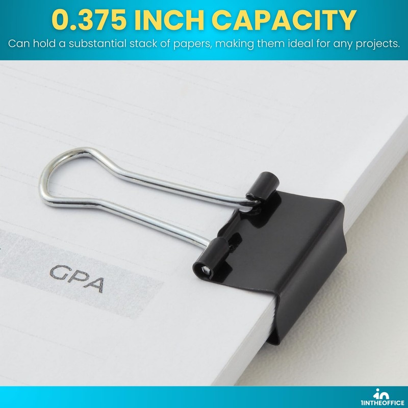 1InTheOffice Small Binder Clips, Binder Clips Small, Paper Clamps, Paper