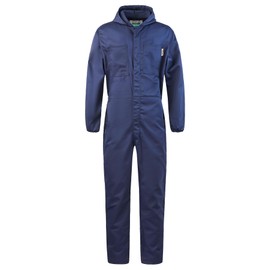 Yukirtiq Men's Long Sleeve Zip-Front Coverall Lightweight Work Coveralls Mechanic Overall Jumpsuit with Hood, Navy Blue, XL