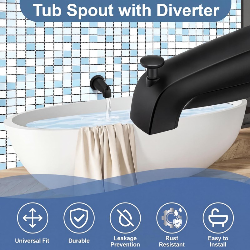 Enhon Tub Spout, Universal Fits 1/2'' Copper Pipe, 1/2'' IPS