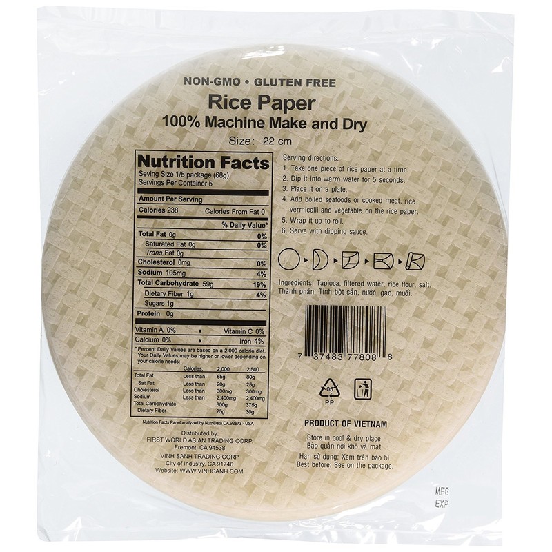 Three Ladies Spring Roll Rice Paper Wrappers (Round 22cm 3pks)