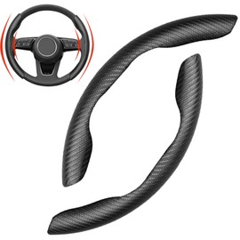 Mtverver New Carbon Fiber Steering Wheel Cover Segmented Protector Safe and Non Slip Car Accessory and Durable Easy to Install for Steering Wheels of Universal Fit 99% Car (Carbon Fiber Black)