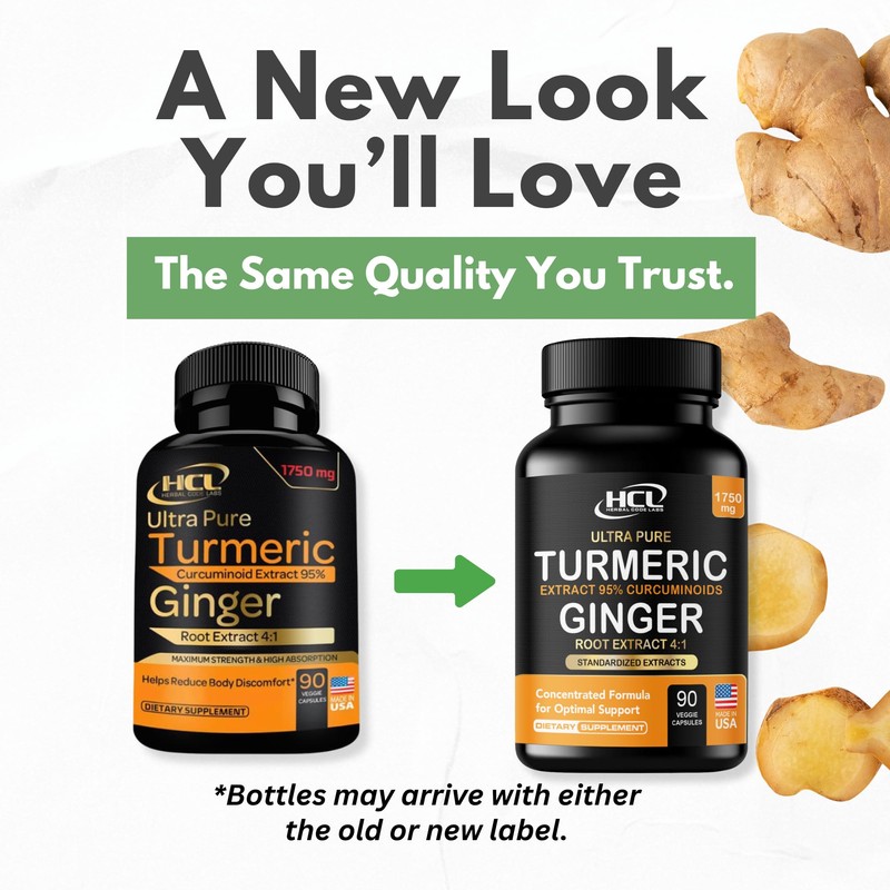 Turmeric Curcumin with Ginger – 1750mg High-Potency Formula with 95%
